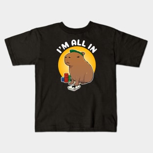 I'm all in Poker Capybara Cartoon Kids T-Shirt